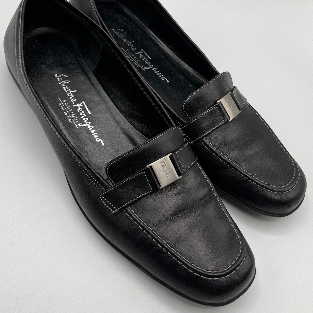 Salvatore Ferragamo Black Leather Loafers
